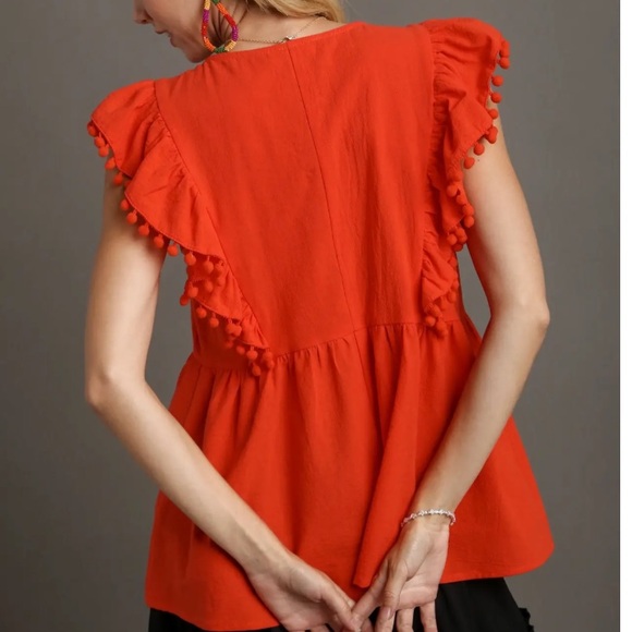 Floral Embroidery Top with Pom Pom Detail - Picture 2 of 3